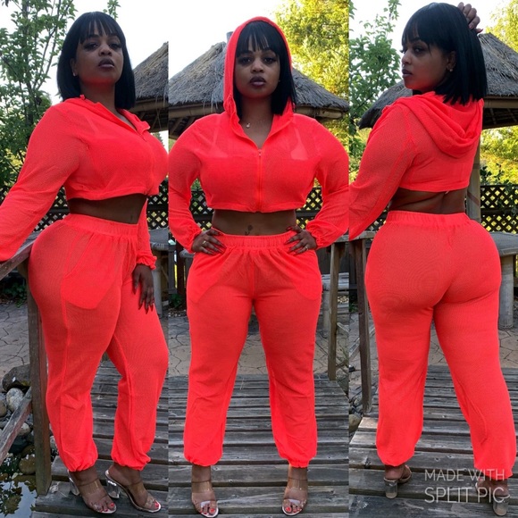 💥 LAST ONE ☝🏾 Neon Mesh Jogger Set 💥 - Picture 1 of 6